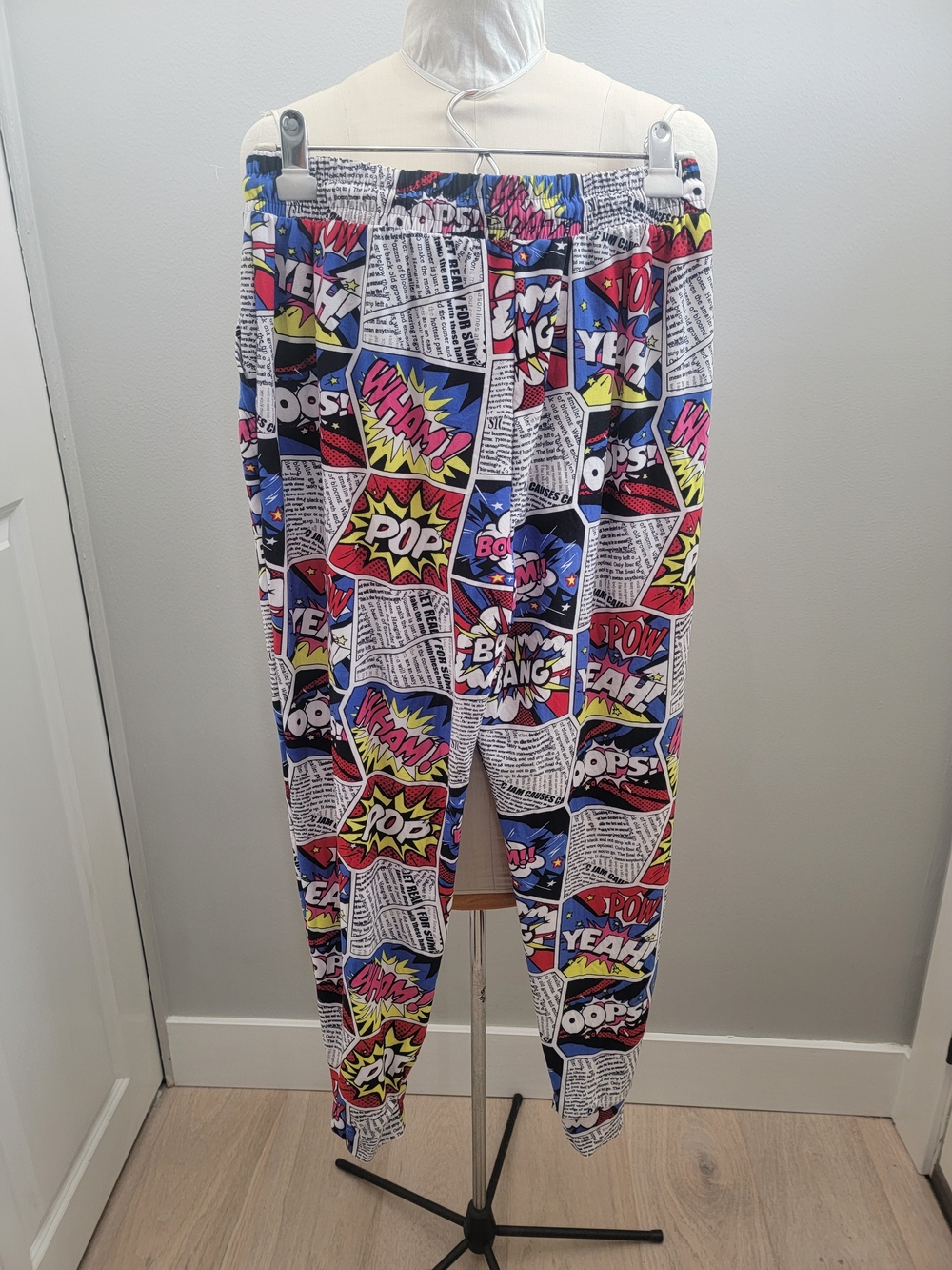 Comic Print Lounge Pants - Blue, Red & Yellow